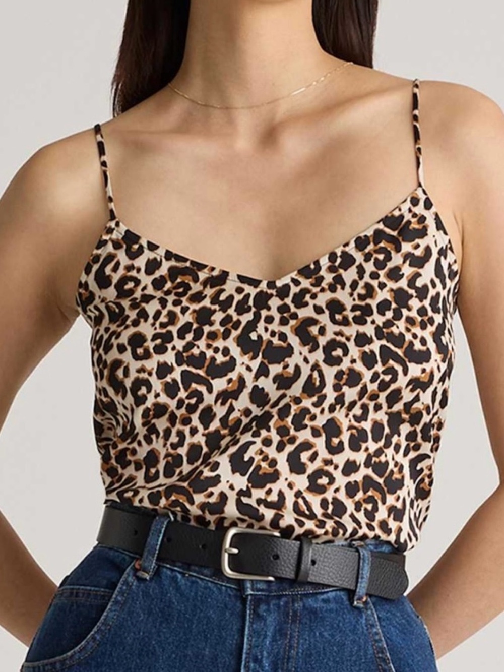 ZARA Leopard Print V-Neck Cami Tank Top - Brown, SZ Large